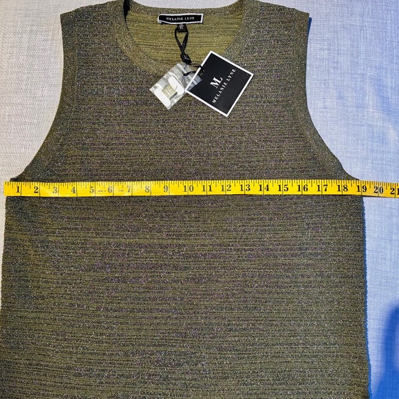 Melanie Lyne Shell XL • Metallic Green Sparkle Knit Top • NWT • Evening Glam - Picture 5 of 9